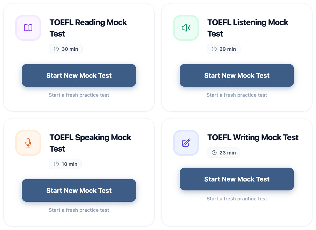 Mini Mock Tests Interface